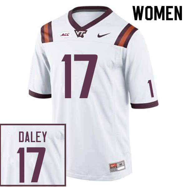 Women #17 Tae Daley Virginia Tech Hokies College Football Jerseys Sale-White - Click Image to Close